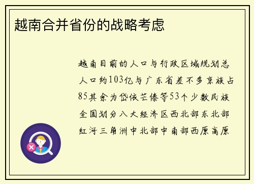 越南合并省份的战略考虑